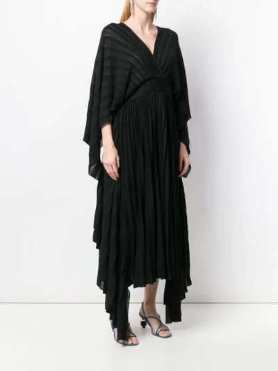 Shop Valentino Pleated Knit Cocktail Dress In Black