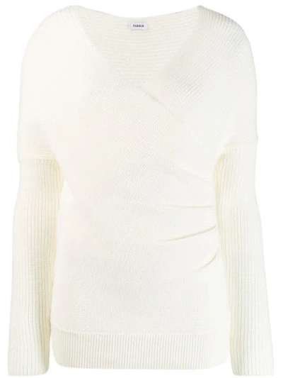 Shop P.a.r.o.s.h Wrapped V-neck Jumper In Neutrals
