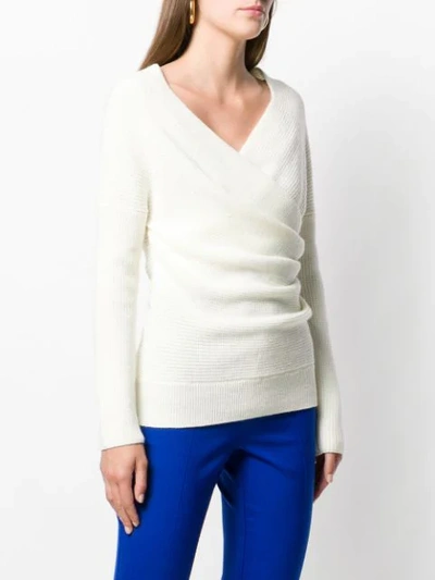 Shop P.a.r.o.s.h Wrapped V-neck Jumper In Neutrals
