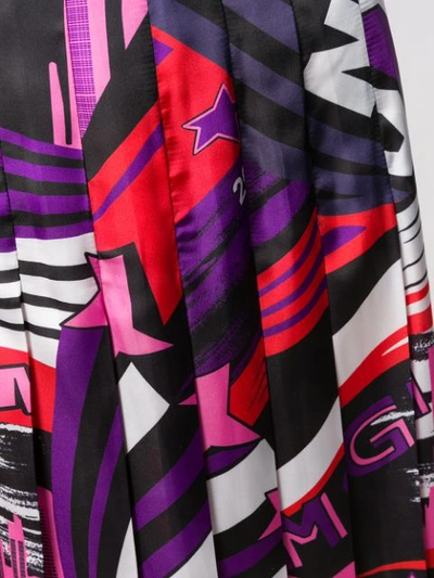 Shop Msgm Printed Pleated Skirt - Purple