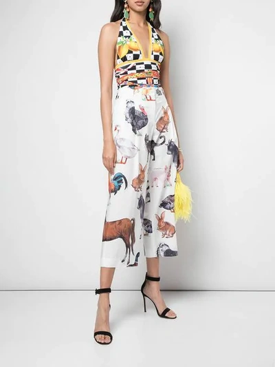 Shop Dolce & Gabbana Animal Print Cropped Trousers - White