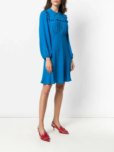 Shop N°21 Ruffle Trim Mini Dress In Blue