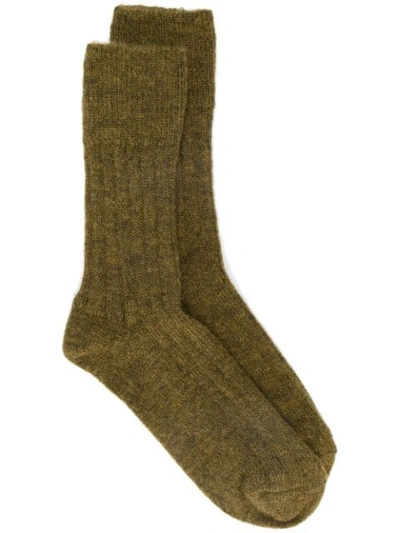 Shop Isabel Marant Knitted Mid-calf Length Socks In Khaki