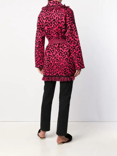 Shop Alanui Cashmere Animal Print Cardigan In Pink