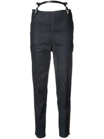 Shop Toga Suspenders Tapered Jeans In Blue