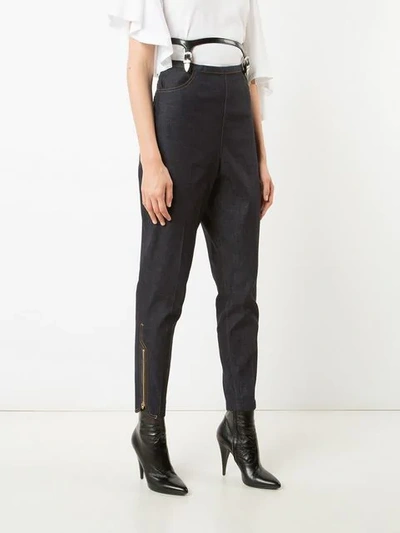 Shop Toga Suspenders Tapered Jeans In Blue