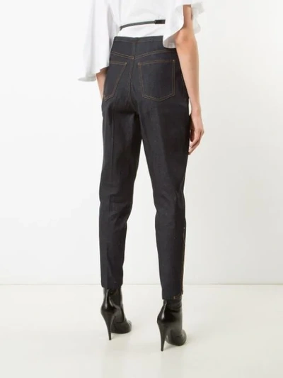 Shop Toga Suspenders Tapered Jeans In Blue