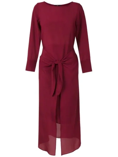 Shop Magrella Silk Midi Dress - Red