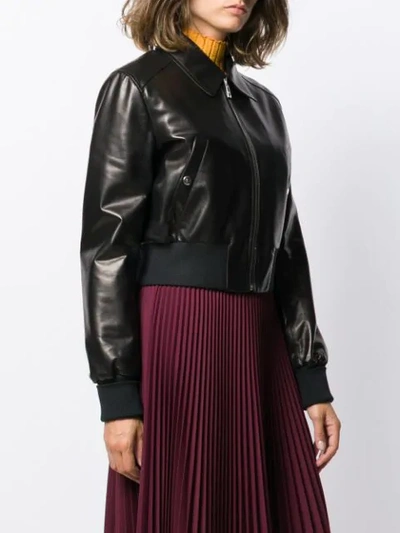 Shop Prada Bomber-style Lambskin Jacket In Black