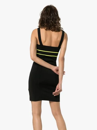 Shop Off-white Contrast-logo Knitted Mini Dress In Black