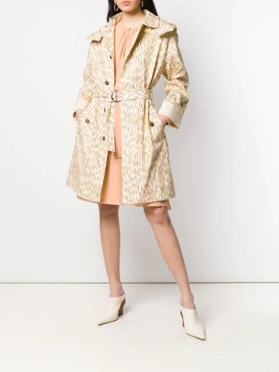 Shop Chloé Belted Trench Coat In Neutrals