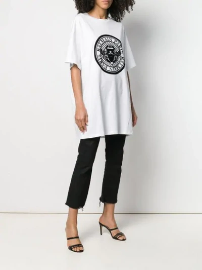 Shop Balmain Oversized Printed Logo T-shirt - White