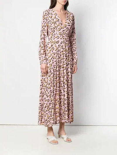 ANDAMANE ABSTRACT PRINT MIDI DRESS - 粉色