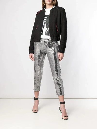 Shop Dsquared2 Sequin Skinny Trousers In Silver