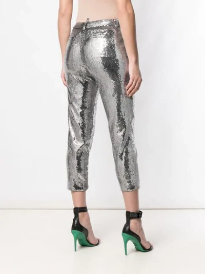 Shop Dsquared2 Sequin Skinny Trousers In Silver