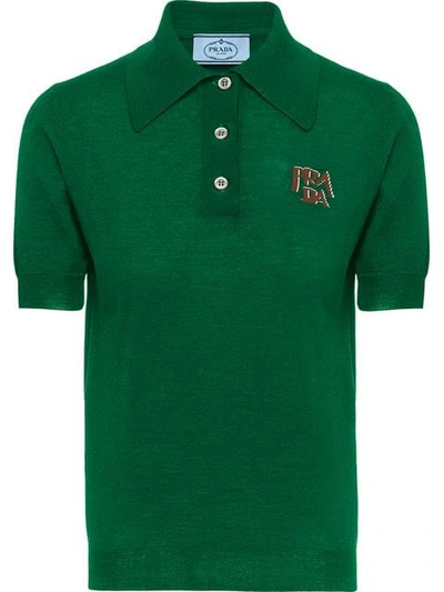 Shop Prada Wool Polo Shirt In Green