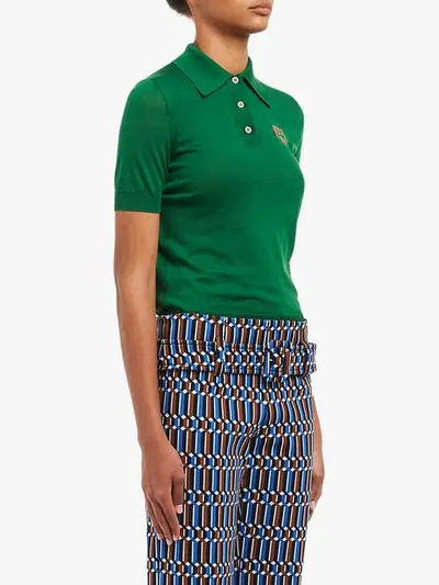 Shop Prada Wool Polo Shirt In Green