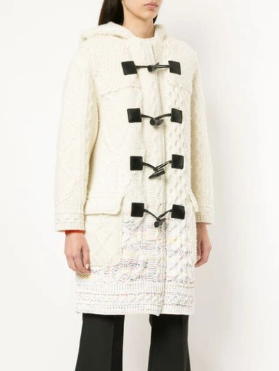 Shop Coohem Knitted Duffle Coat - White