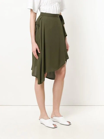 Shop Jw Anderson Wrap Style Asymmetric Hem Skirt In Green