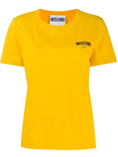 Shop Moschino Logo Print T In Yellow