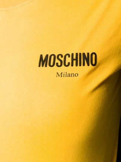Shop Moschino Logo Print T In Yellow