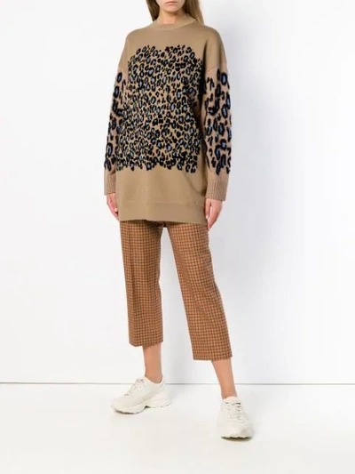 Shop Kenzo Leopard Print Jumper Dress In Neutrals