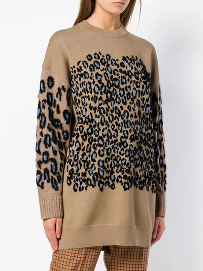 Shop Kenzo Leopard Print Jumper Dress In Neutrals