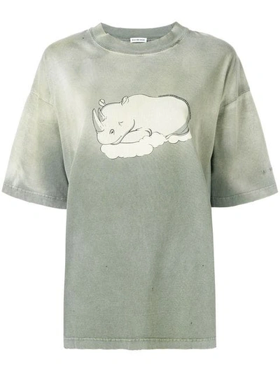 Shop Balenciaga Rhino Print T-shirt In Grey