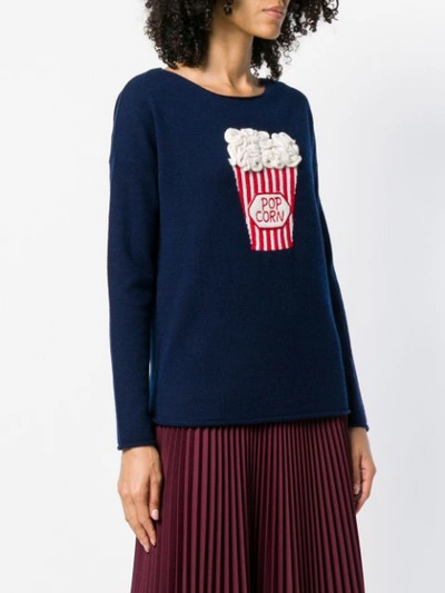 Shop Allude Popcorn Intarsia Jumper In Blue