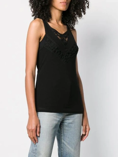 Shop Saint Laurent Star Embroidered Tank Top In Black
