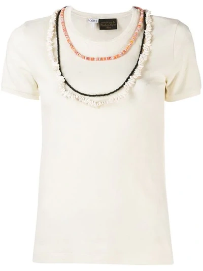 Shop Loewe Necklace Detailed T-shirt In Neutrals