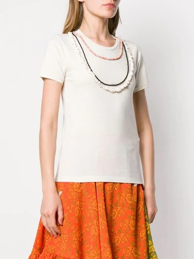 Shop Loewe Necklace Detailed T-shirt In Neutrals