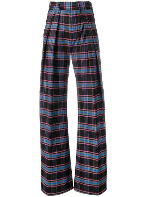 checked flared pants