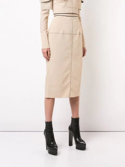 Shop Vera Wang Stitching Details Skirt In Brown