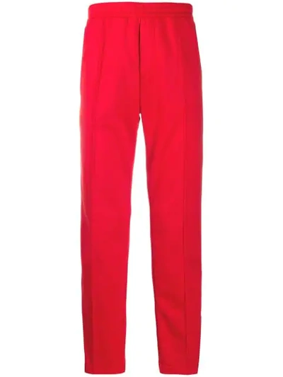 Shop Prada Pleated Straight Leg Trousers In F0011red