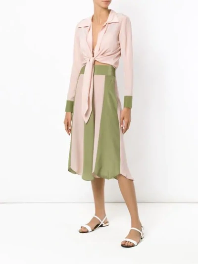 Shop Adriana Degreas Silk Gotas Skirt In Pink