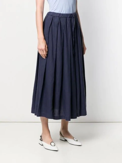Shop Aspesi Long Pleated Skirt - Blue