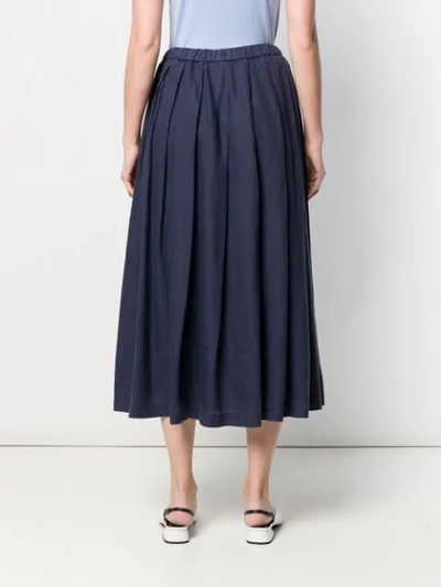 Shop Aspesi Long Pleated Skirt - Blue