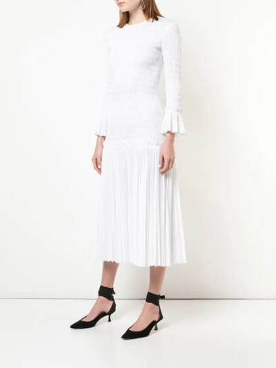 Shop Khaite Ruched Midi Dress In White