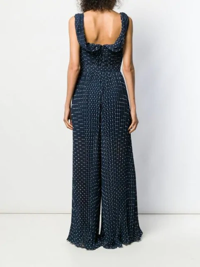 Shop Self-portrait Polka Dot Jumpsuit In Blue