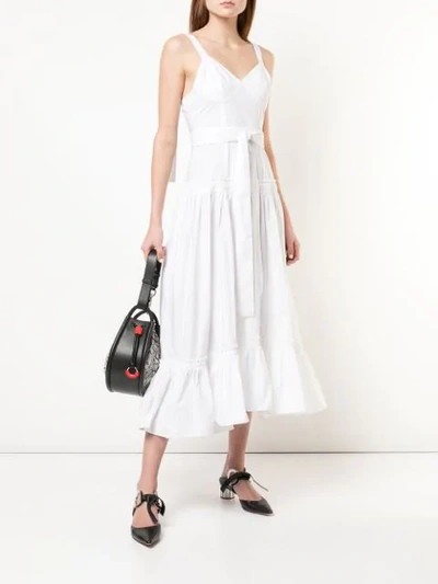 Shop Proenza Schouler Sleeveless Tiered Cotton Poplin Dress In White
