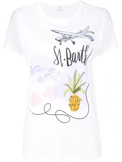 Shop Allude St. Barth T-shirt In White