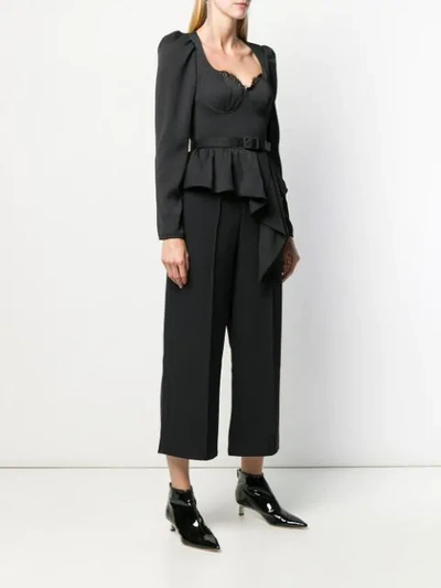 Shop Self-portrait Corset Jumpsuit In Black