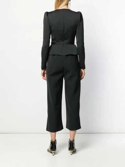 Shop Self-portrait Corset Jumpsuit In Black