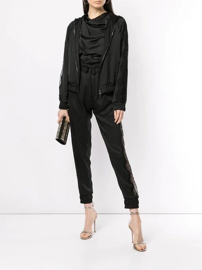 Shop Tom Ford Floral Lace Inserts Hooded Jacket In Black