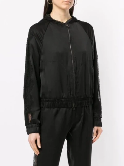 Shop Tom Ford Floral Lace Inserts Hooded Jacket In Black