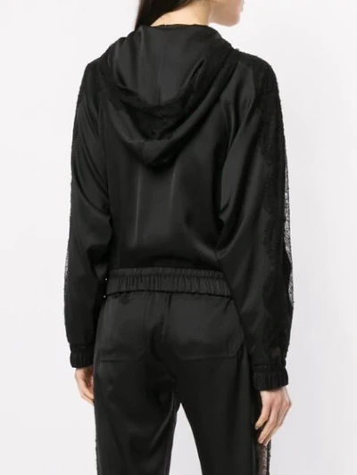Shop Tom Ford Floral Lace Inserts Hooded Jacket In Black