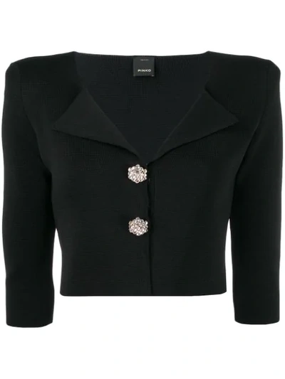 Shop Pinko Cropped Cardigan In Black