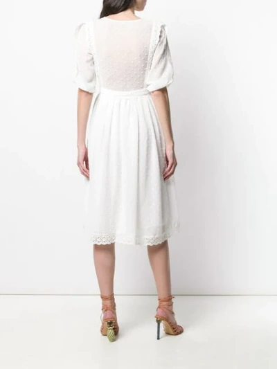 Shop Jovonna Embroidered Midi Dress In Bianco