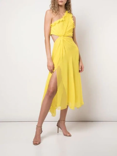 Shop Cinq À Sept Corinne One Shoulder Dress In Yellow